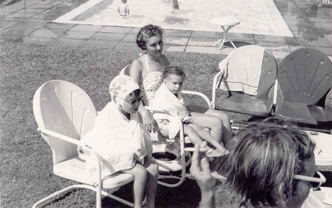 Kathleen, Joan and Mom at the pool