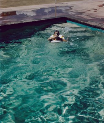 Joan in the pool