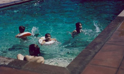 Joan in the pool