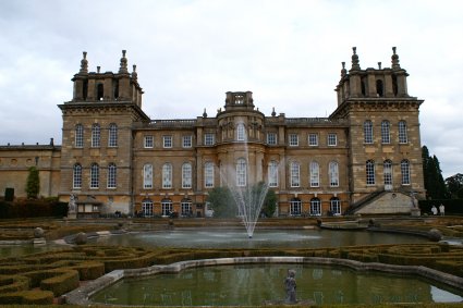 back of castle and fountain