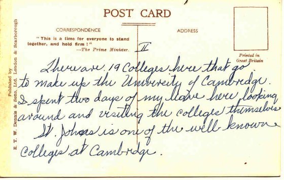 postcard note