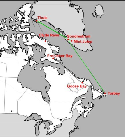 Map of trip to Greenland