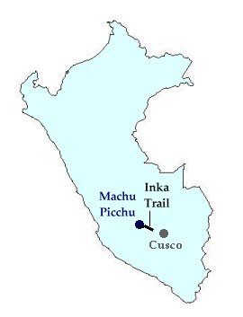 Map of Peru showing the Inka Trail