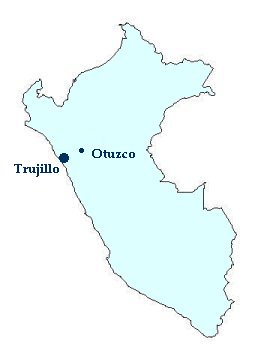 Map of Peru showing Trujillo