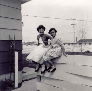Kathleen & Joan on fence