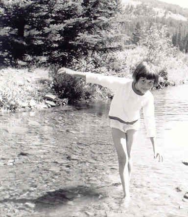 Kathleen in a stream