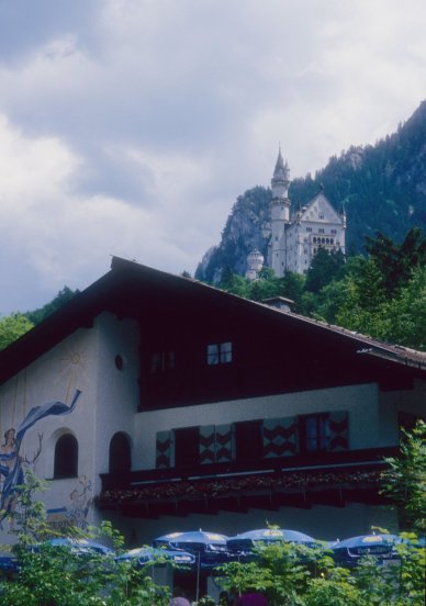 looking up at Neuschwanstein