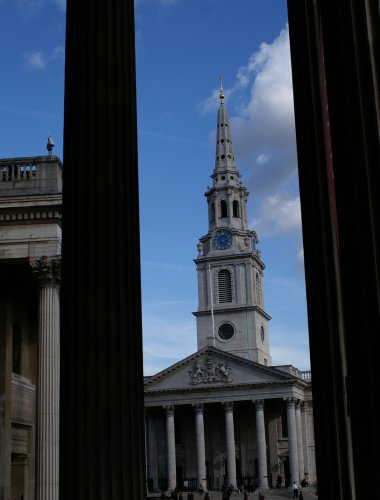 St. Martin in the Fields seen thu Natl. Gallery columns