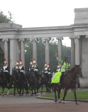 on horseback at Hyde Park Corner