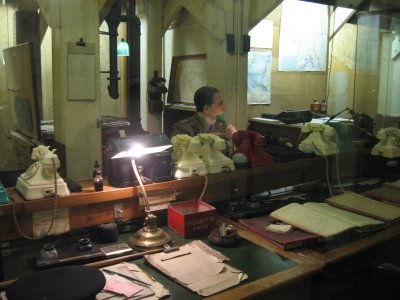 array of phones in the Map Room