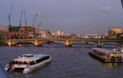 downstream toward Tower Bridge