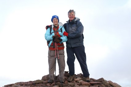 American hikers on Pen y Fan summit