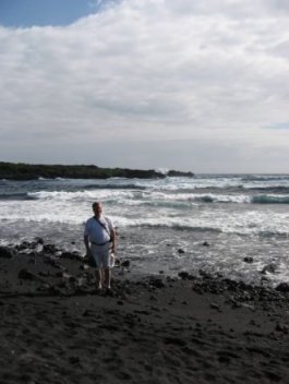 Henry on the black beach