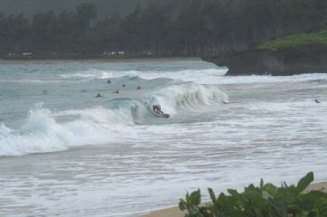 Surfers and scenery